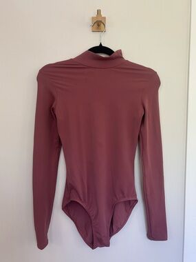 Weissman Dance Mauve Long Sleeve Mock Neck Bodysuit